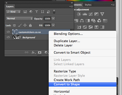 convert text to shape for sticker design in adobe photoshop